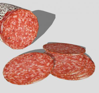 切片的意大利蒜味腊肠SU模型下载_sketchup草图大师SKP模型