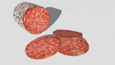 切片的意大利蒜味腊肠SU模型下载_sketchup草图大师SKP模型