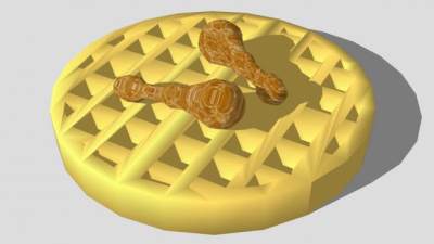 鸡肉和华夫饼味SU模型下载_sketchup草图大师SKP模型