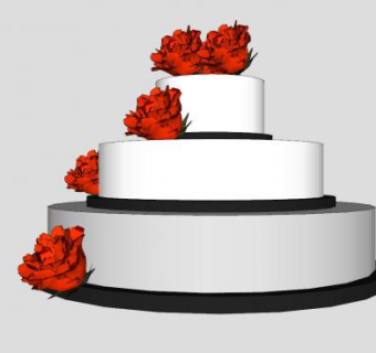 三层婚礼裱花蛋糕SU模型下载_sketchup草图大师SKP模型