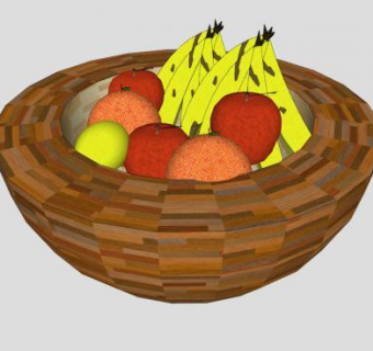 装4钟水果的篮子SU模型下载_sketchup草图大师SKP模型