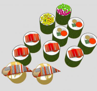 日本简易寿司卷SU模型下载_sketchup草图大师SKP模型