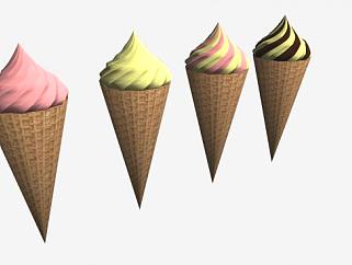 四种口味的<em>冰淇淋</em>甜筒SU模型下载_sketchup草图大师SKP...