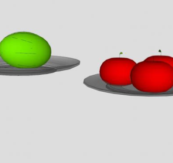 盘子上的西瓜和苹果SU模型下载_sketchup草图大师SKP模型