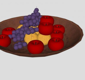 果盘中色3种水果SU模型下载_sketchup草图大师SKP模型