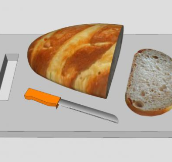 砧板刀具和面包SU模型下载_sketchup草图大师SKP模型