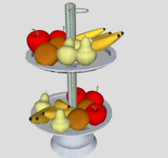 双层水果架什锦水果SU模型下载_sketchup草图大师SKP模型