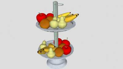 双层水果架什锦水果SU模型下载_sketchup草图大师SKP模型