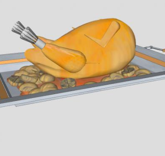 烤盘上的板栗烤鸡SU模型下载_sketchup草图大师SKP模型