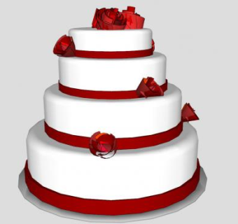 四层玫瑰花奶油蛋糕SU模型下载_sketchup草图大师SKP模型