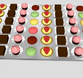 奶油蛋糕蛋挞甜点SU模型下载_sketchup草图大师SKP模型