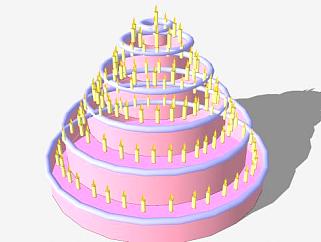 六层<em>蜡烛</em>生日蛋糕SU模型下载_sketchup草图大师SKP模型