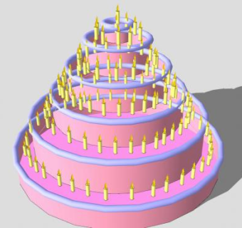 六层蜡烛生日蛋糕SU模型下载_sketchup草图大师SKP模型