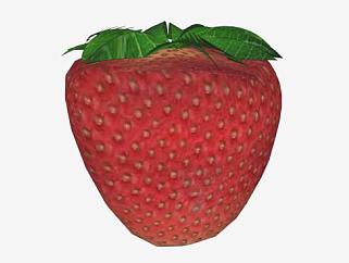 一颗红色草莓水果SU模型下载_sketchup草图大师SKP模型
