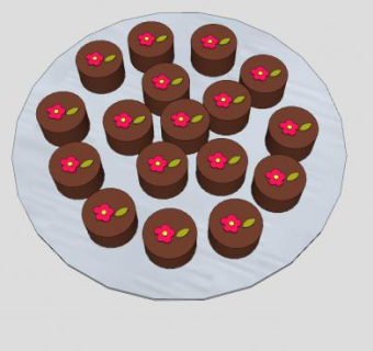 盘子中的巧克力糖SU模型下载_sketchup草图大师SKP模型