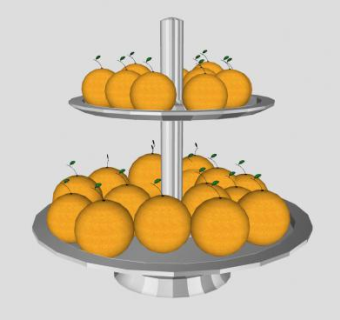 双层水果盘中的桔子SU模型下载_sketchup草图大师SKP模型