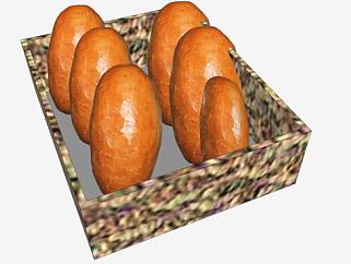 篮子里的6个面包SU模型下载_sketchup草图大师SKP模型