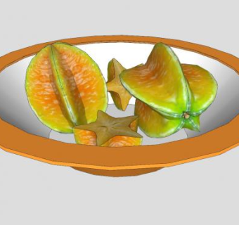 盘子中的杨桃SU模型下载_sketchup草图大师SKP模型