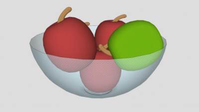玻璃碗中的青红苹果SU模型下载_sketchup草图大师SKP模型