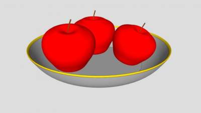 盘子上的3个苹果SU模型下载_sketchup草图大师SKP模型