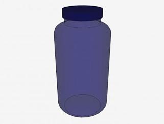 普蓝色玻璃瓶瓶盖SU模型下载_sketchup草图大师SKP模型