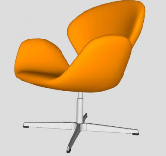 橙色靠背扶手转椅SU模型下载_sketchup草图大师SKP模型