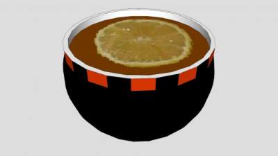 中式茶杯柠檬茶SU模型下载_sketchup草图大师SKP模型