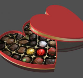 爱心装饰盒中的巧克力SU模型下载_sketchup草图大师SKP模型