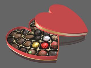 爱心装饰盒中的巧克力SU模型下载_sketchup草图大师SKP模型