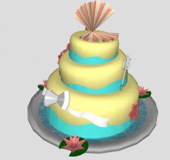 海洋主题三层蛋糕SU模型下载_sketchup草图大师SKP模型
