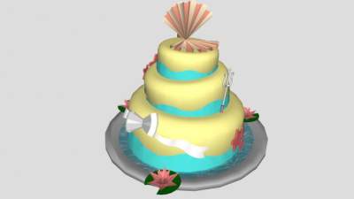 海洋主题三层蛋糕SU模型下载_sketchup草图大师SKP模型