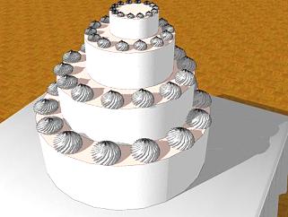 四层奶油婚礼蛋糕SU模型下载_sketchup草图大师SKP模型