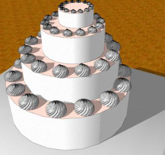 四层奶油婚礼蛋糕SU模型下载_sketchup草图大师SKP模型