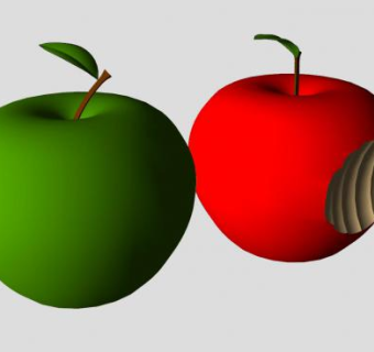 青苹果和咬掉的红苹果SU模型下载_sketchup草图大师SKP模型