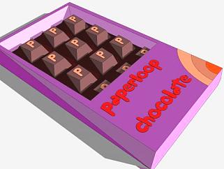 紫色装饰盒巧克力甜品SU模型下载_sketchup草图大师SKP模型