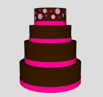 四层巧克力婚礼蛋糕SU模型下载_sketchup草图大师SKP模型