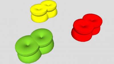 彩色双人座椅SU模型下载_sketchup草图大师SKP模型