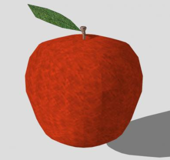 带茎叶的红苹果SU模型下载_sketchup草图大师SKP模型