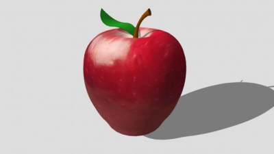 略逼真红色苹果SU模型下载_sketchup草图大师SKP模型