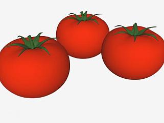 3个红色番茄SU模型下载_sketchup草图大师SKP模型