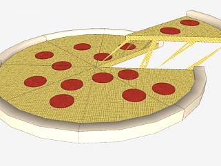 香肠芝士披萨饼SU模型下载_sketchup草图大师SKP模型