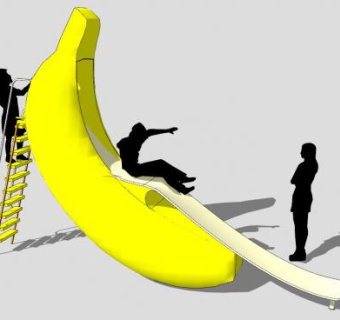 香蕉型儿童滑梯SU模型下载_sketchup草图大师SKP模型