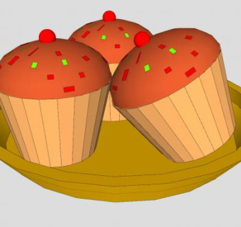 盆中的巧克力味纸杯蛋糕SU模型下载_sketchup草图大师SKP模型