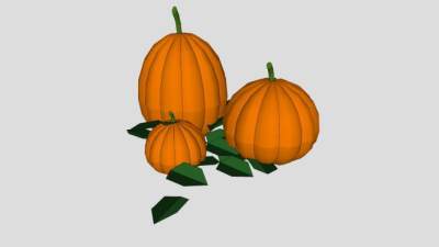 三个大小橙色南瓜SU模型下载_sketchup草图大师SKP模型