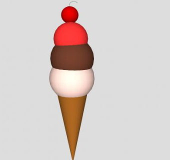三味樱桃冰激凌甜筒SU模型下载_sketchup草图大师SKP模型