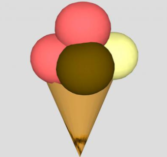 三色口味冰淇淋甜筒SU模型下载_sketchup草图大师SKP模型