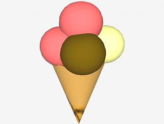 三色口味冰淇淋甜筒SU模型下载_sketchup草图大师SKP模型