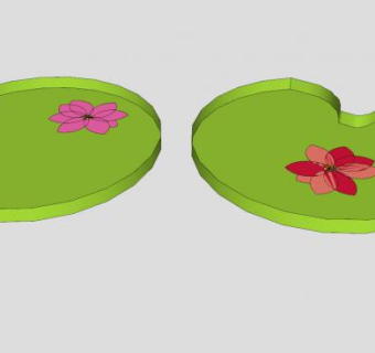 睡莲叶和粉色荷花SU模型下载_sketchup草图大师SKP模型