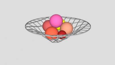 镂空果盘上的简易色水果SU模型下载_sketchup草图大师SKP模型