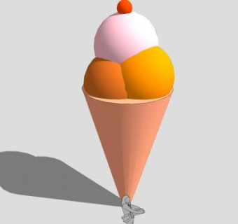 三味三色冰淇淋甜筒SU模型下载_sketchup草图大师SKP模型